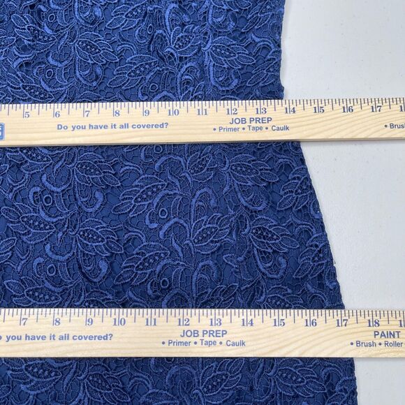 White House Black Market Dress 2 Navy Blue Lace Sheath Sleevless Satin Lined - Picture 8 of 16